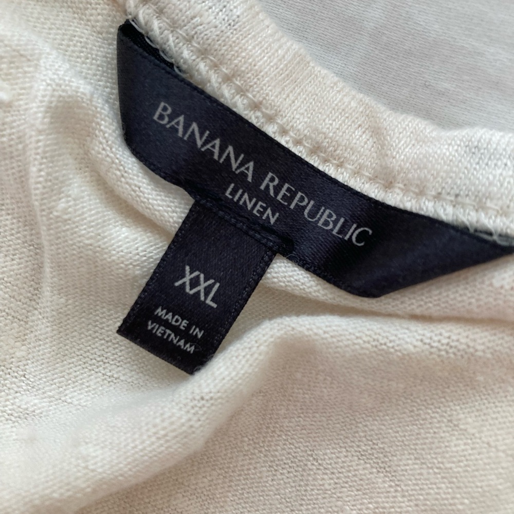 Banana Republic cream white linen cuffed muscle tank top shirt blouse XXL 2XL - Picture 8 of 9
